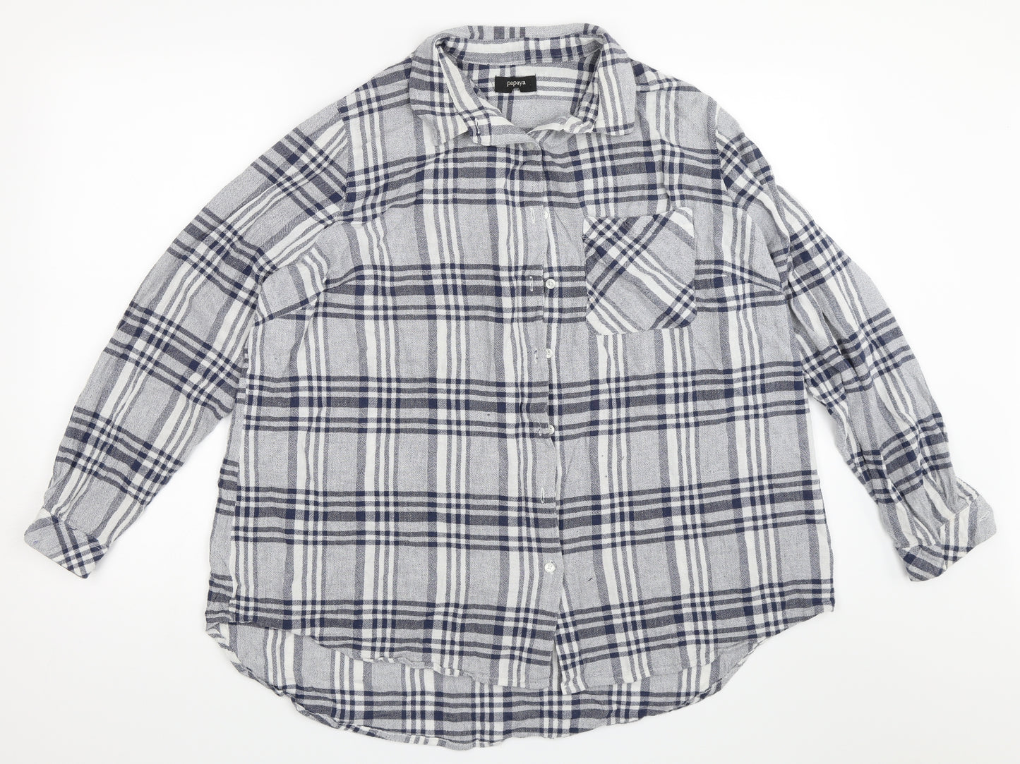 Papaya Womens Blue Check  Basic Button-Up Size 20