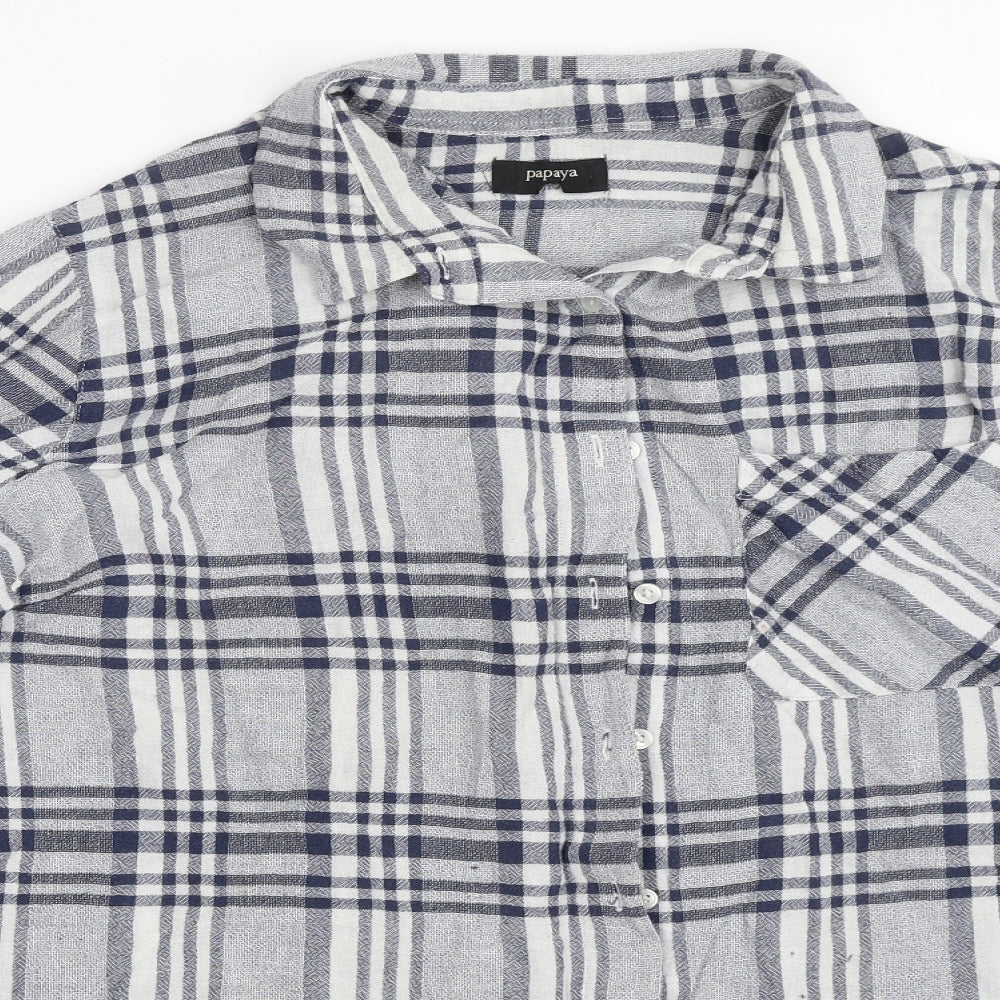 Papaya Womens Blue Check  Basic Button-Up Size 20