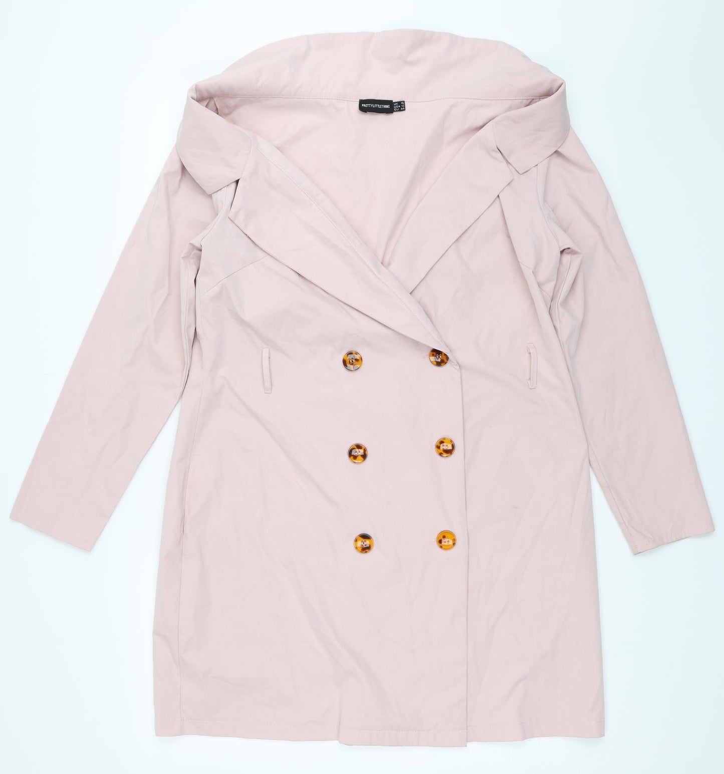 PRETTYLITTLETHING Womens Pink   Trench Coat Coat Size 16