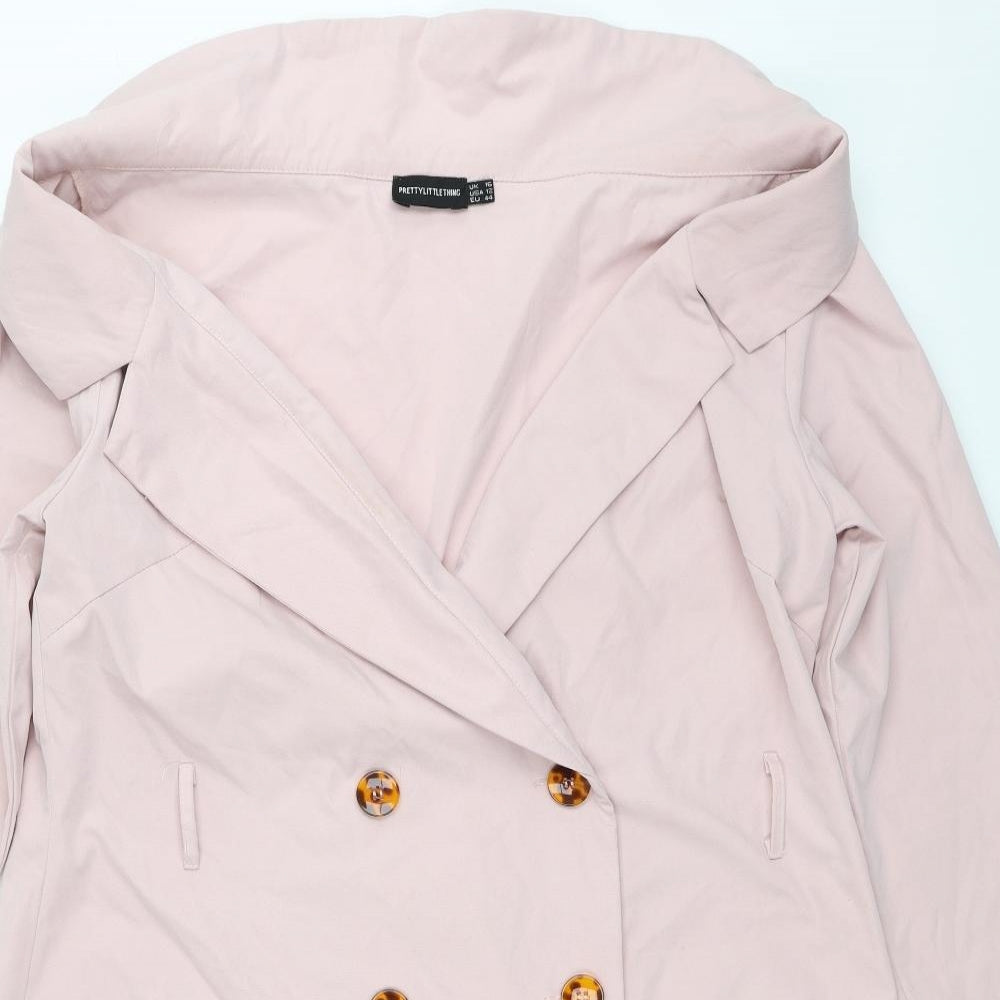 PRETTYLITTLETHING Womens Pink   Trench Coat Coat Size 16