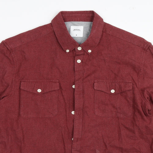Burton Mens Red    Button-Up Size M