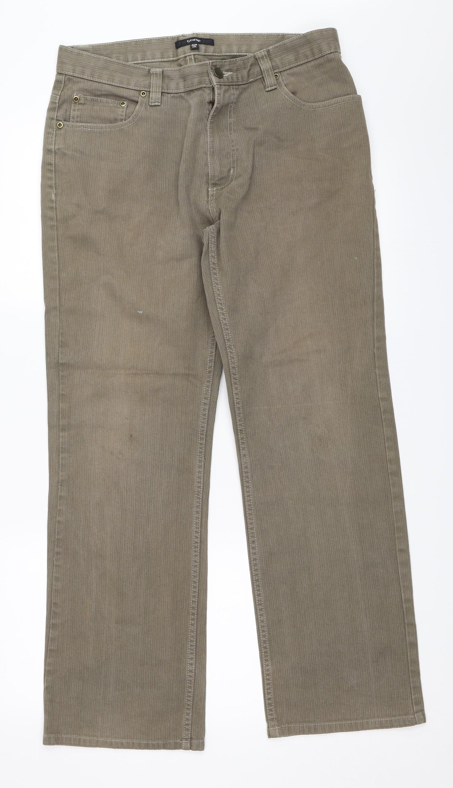 George Mens Green  Denim Straight Jeans Size 32 in L29 in