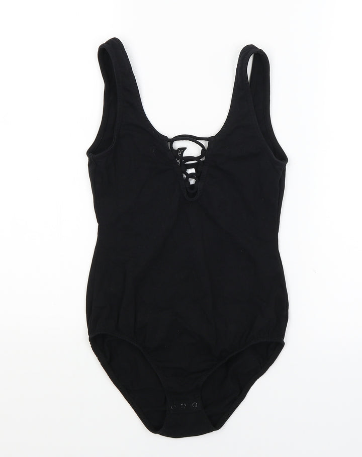 Divided Womens Black Bodysuit One-Piece Size S