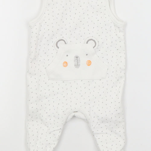 F&F Baby White Flecked  Babygrow One-Piece Size Newborn  - Bear