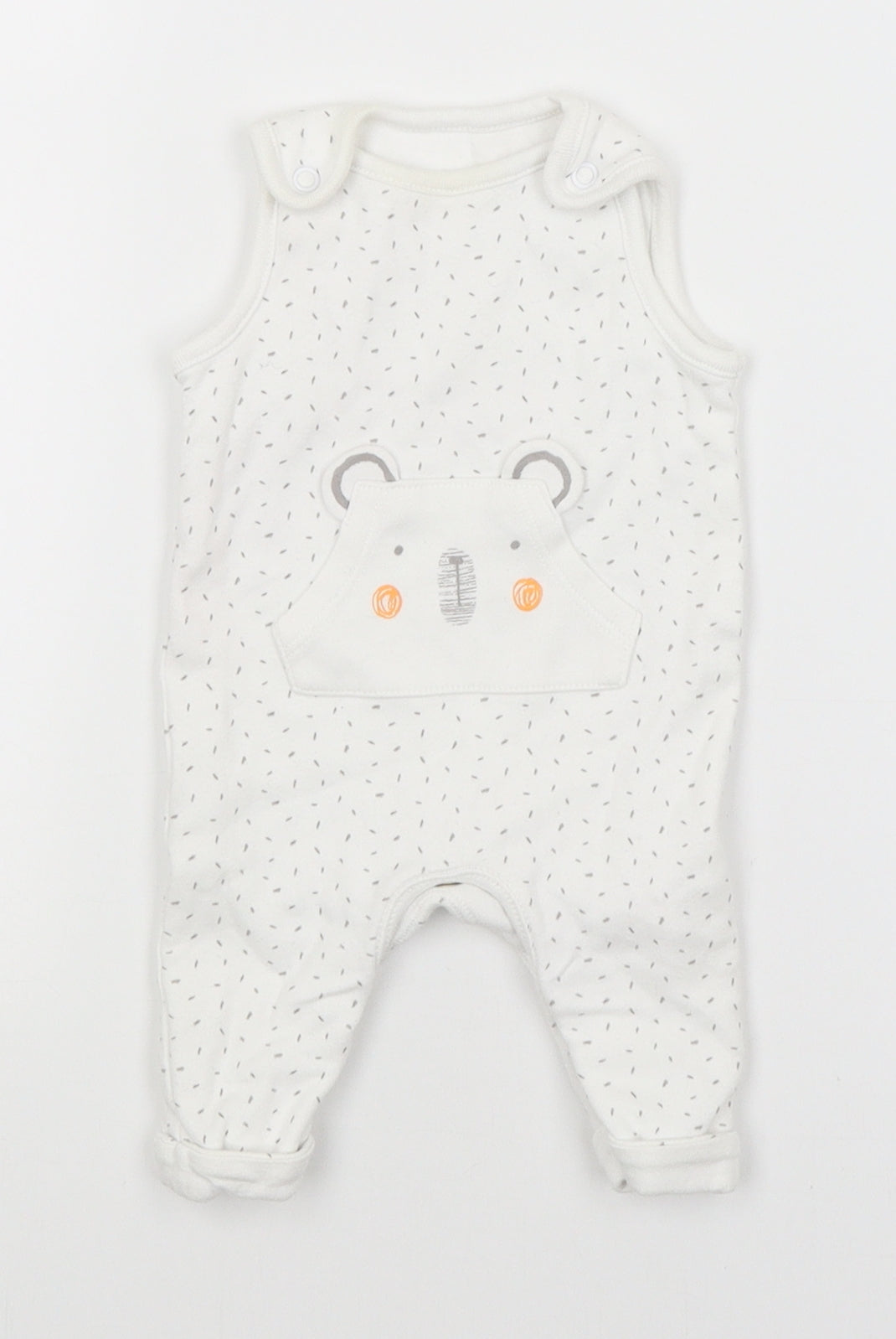F&F Baby White Flecked  Babygrow One-Piece Size Newborn  - Bear
