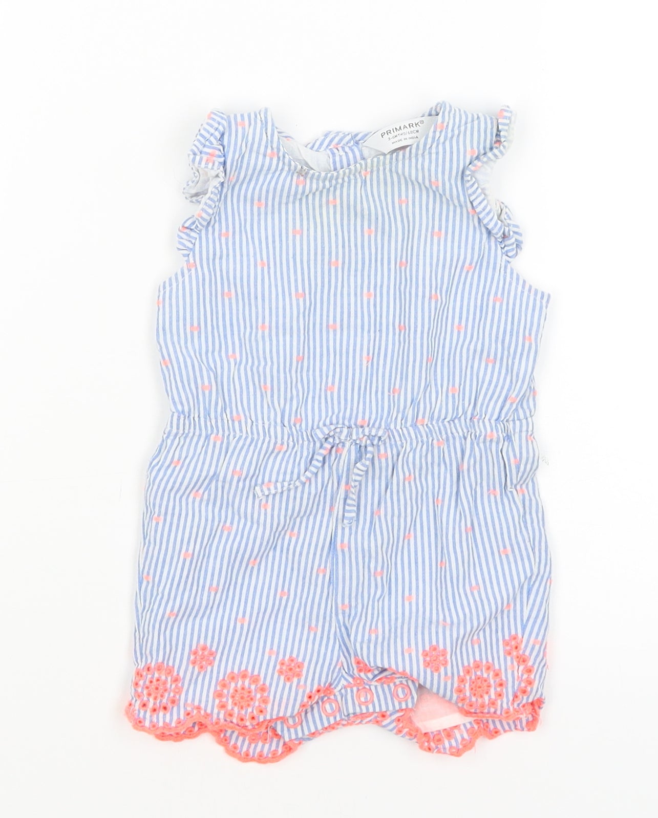 Primark Baby Blue Striped  Romper One-Piece Size 3-6 Months