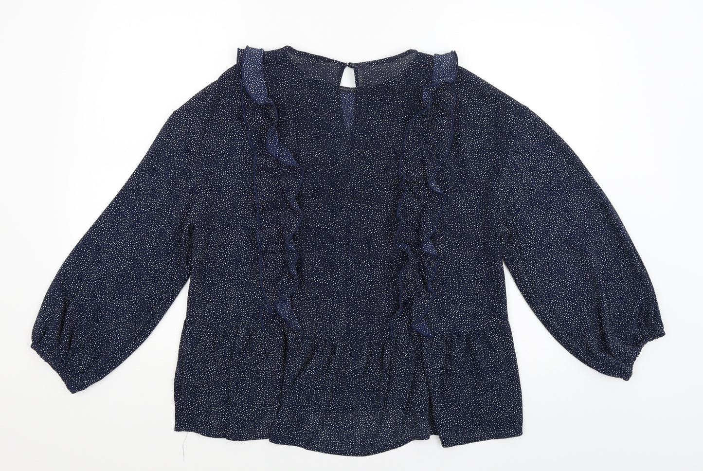 H&M Womens Blue Polka Dot  Basic Blouse Size 12