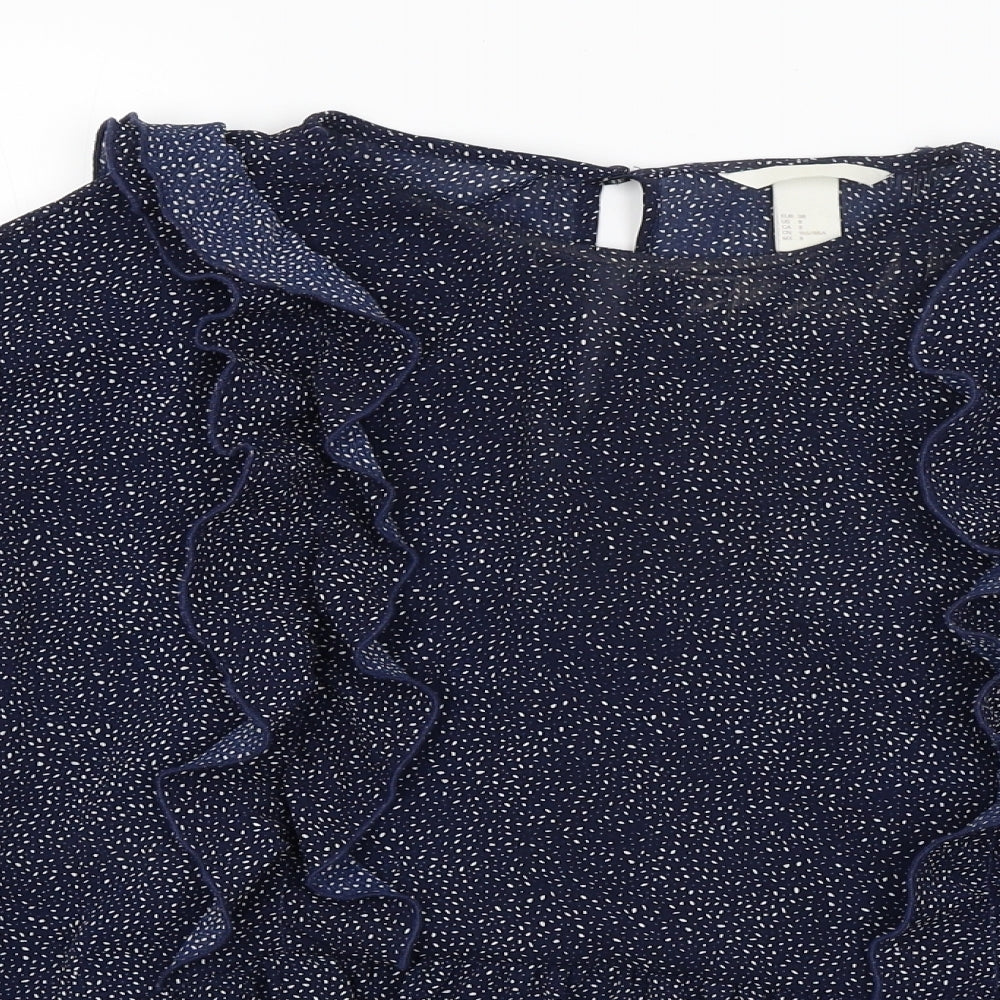 H&M Womens Blue Polka Dot  Basic Blouse Size 12