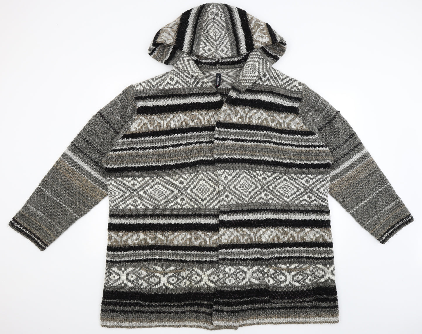 Marisota Womens Grey Geometric  Wrap Hoodie Size 30