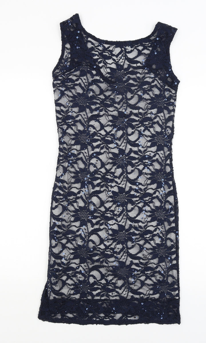 Quiz Womens Blue Floral Bodycon Size 10