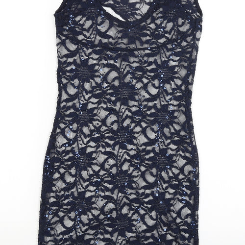 Quiz Womens Blue Floral  Bodycon  Size 10