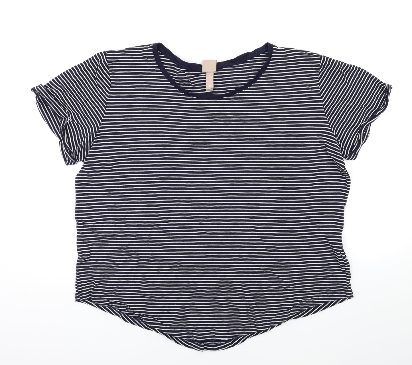 H&M Womens Blue Striped  Basic T-Shirt Size XL