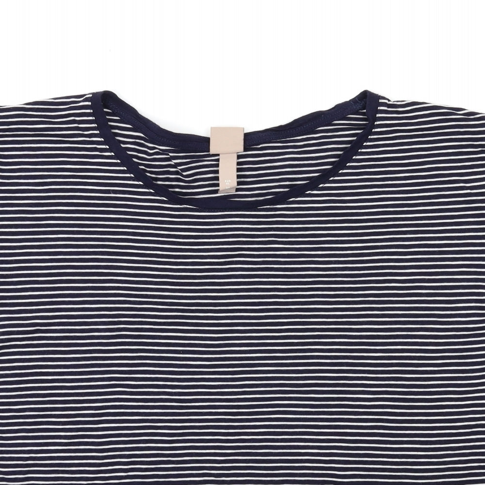 H&M Womens Blue Striped  Basic T-Shirt Size XL