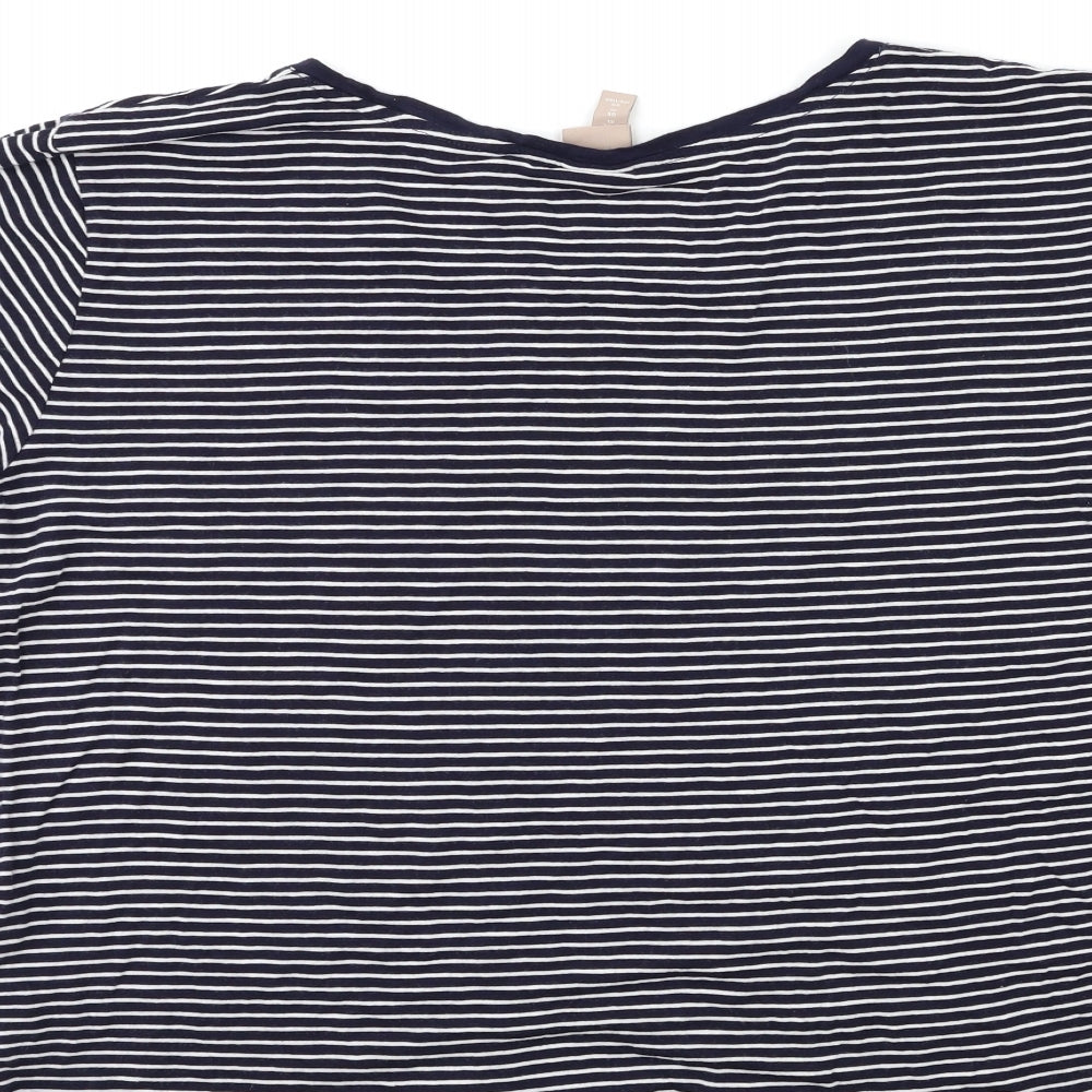 H&M Womens Blue Striped  Basic T-Shirt Size XL
