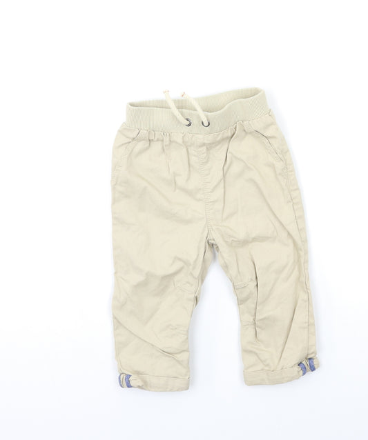 Front view of George boys’ beige chino trousers, size 9, months