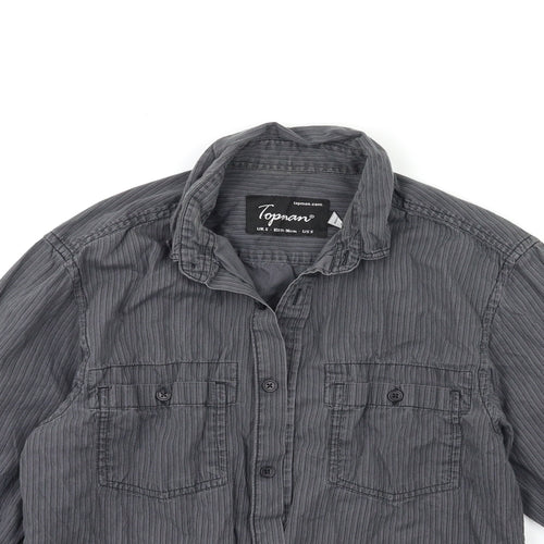 Topman Mens Grey Striped   Dress Shirt Size S