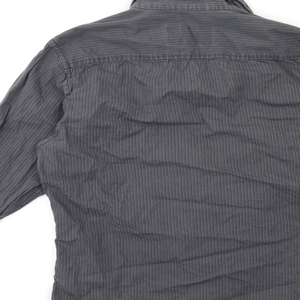 Topman Mens Grey Striped   Dress Shirt Size S
