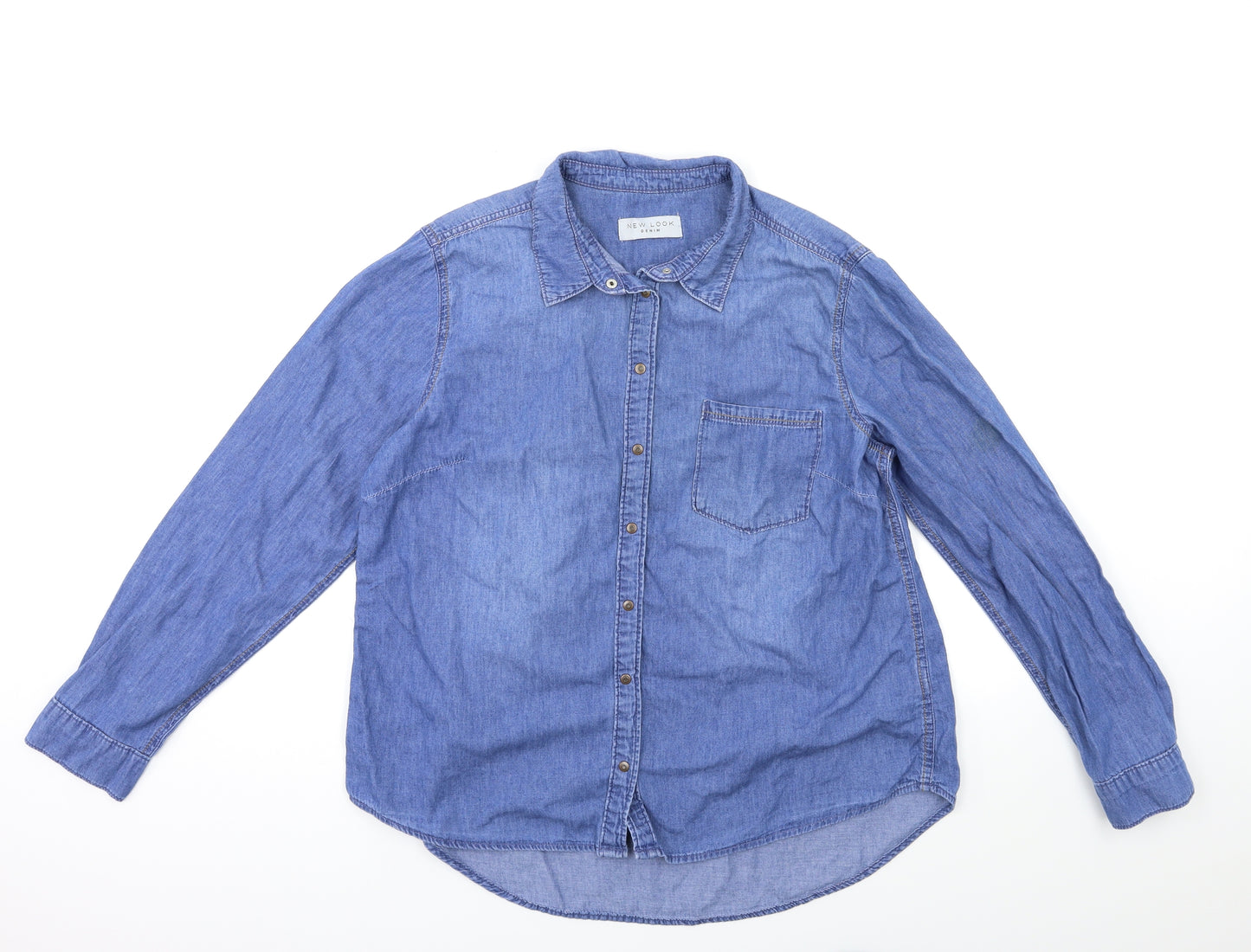 New Look Womens Blue  Denim Basic Button-Up Size 16
