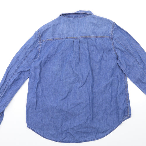 New Look Womens Blue  Denim Basic Button-Up Size 16