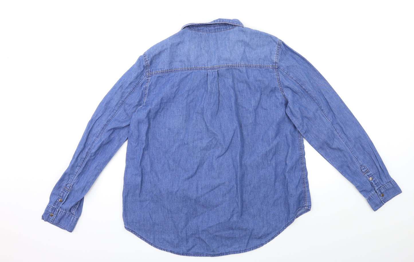 New Look Womens Blue  Denim Basic Button-Up Size 16