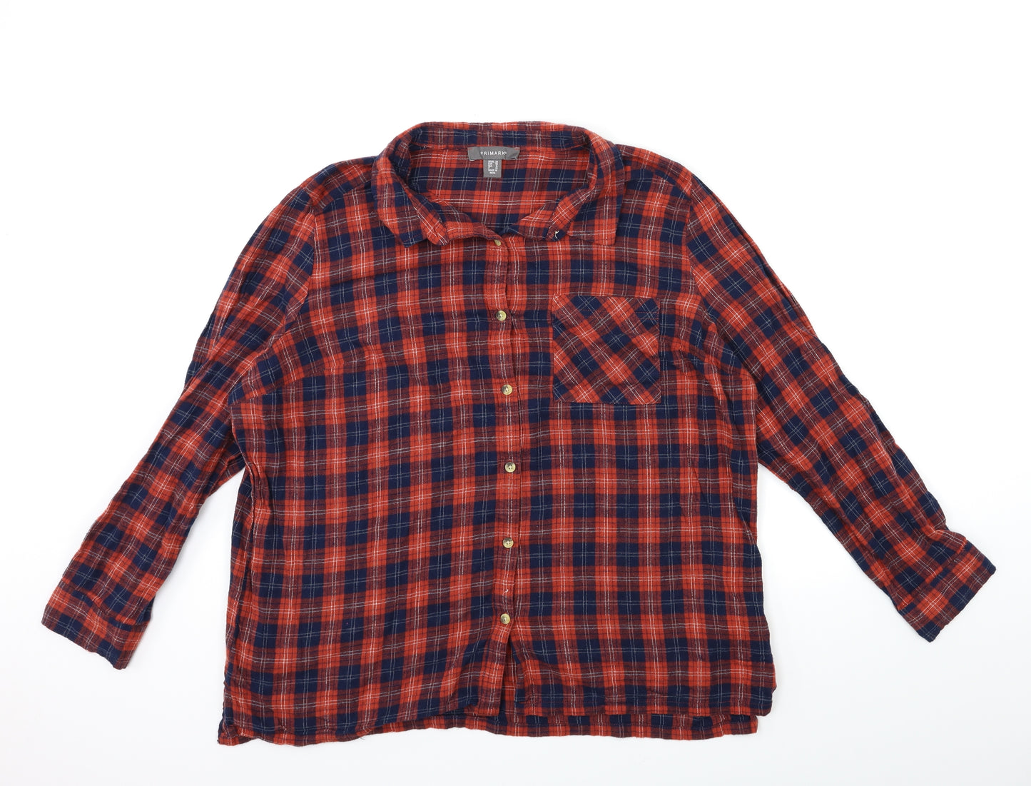 Atmosphere Womens Blue Check  Basic Button-Up Size 20
