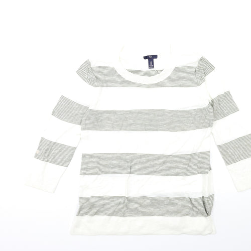 Gap Womens White Striped Knit Pullover Jumper Size M