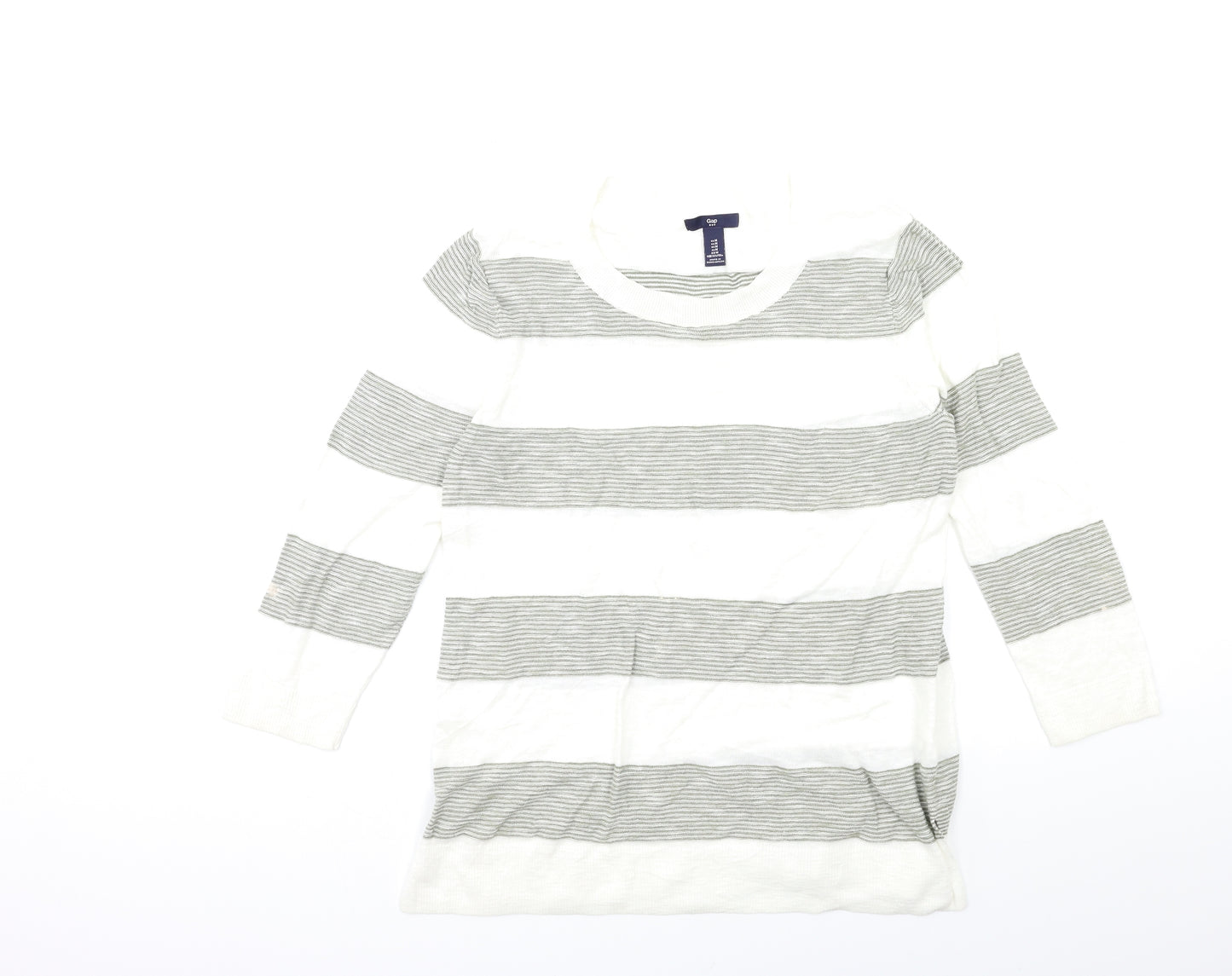Gap Womens White Striped Knit Pullover Jumper Size M