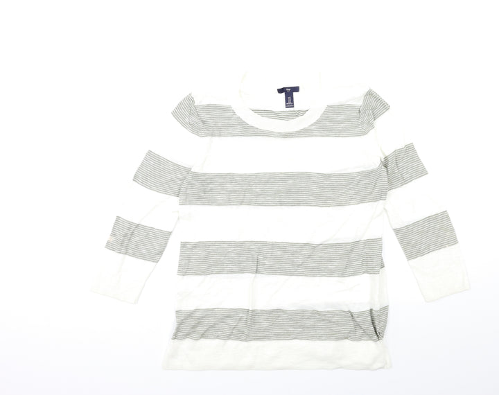 Gap Womens White Striped Knit Pullover Jumper Size M