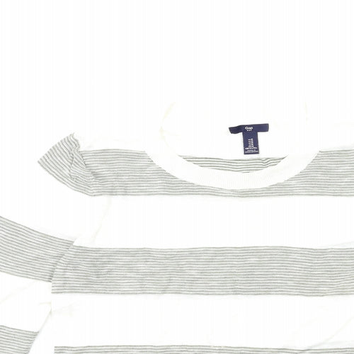 Gap Womens White Striped Knit Pullover Jumper Size M