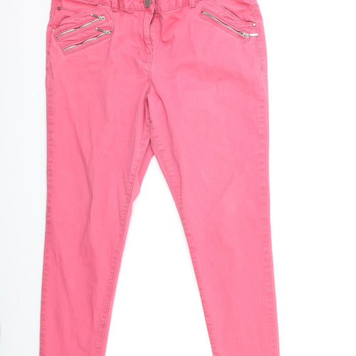 George Womens Pink  Denim Skinny Jeans Size 16 L26 in