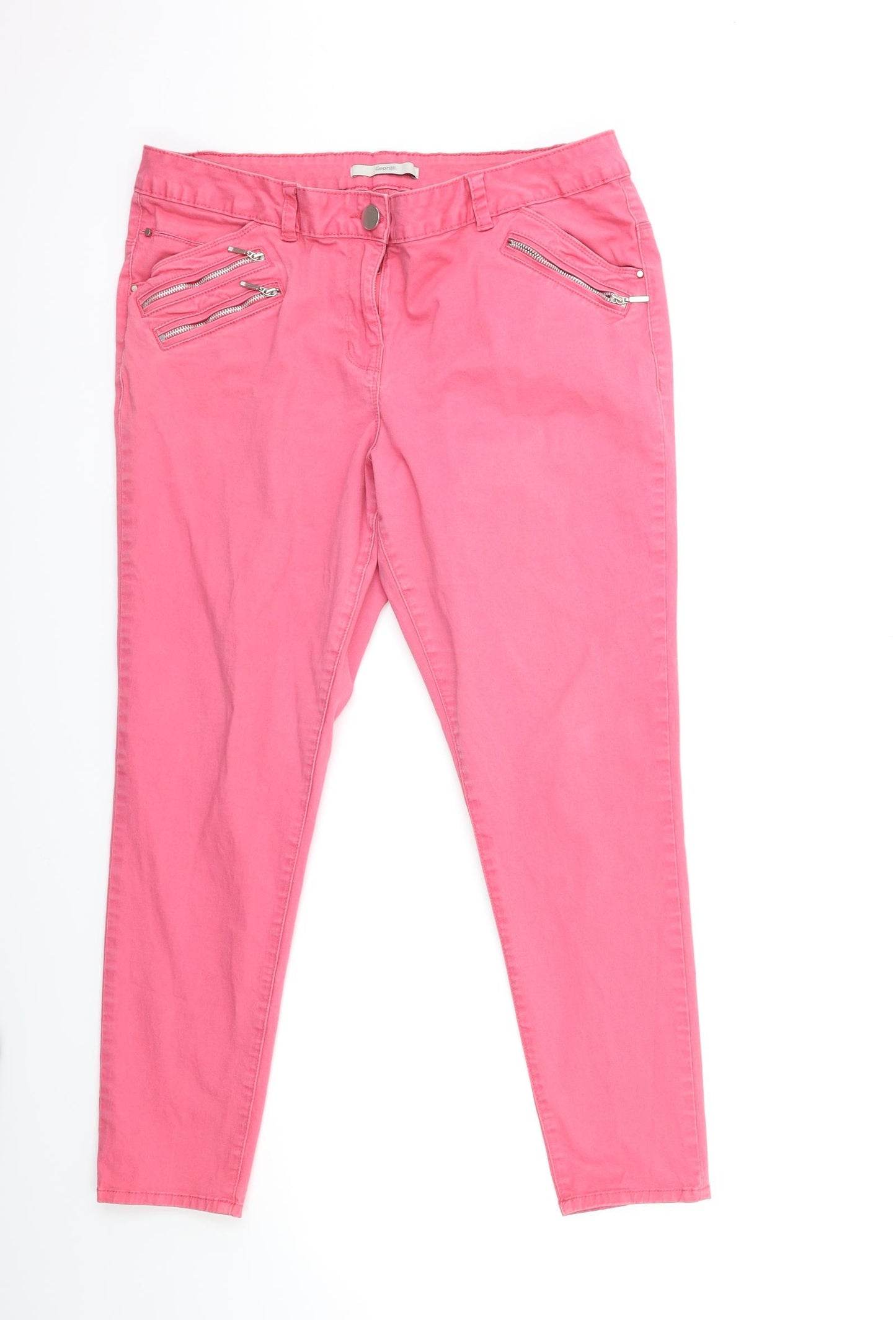 George Womens Pink  Denim Skinny Jeans Size 16 L26 in