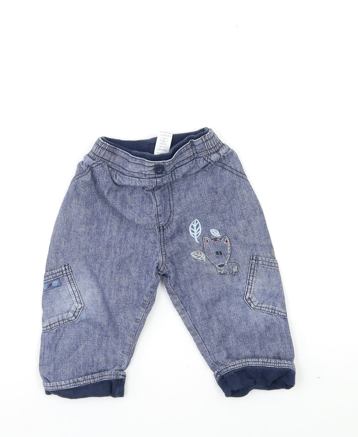 TU Baby Blue Floral Denim Jogger Jeans Size 6-9 Months