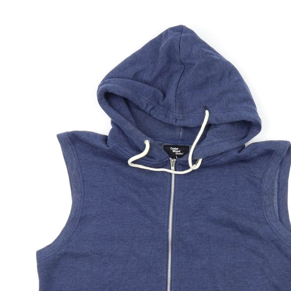 Cedar Wood State Mens Blue   Pullover Hoodie Size L