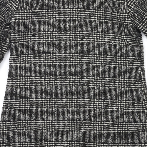 H&M Womens Black Check  Overcoat Coat Size 8