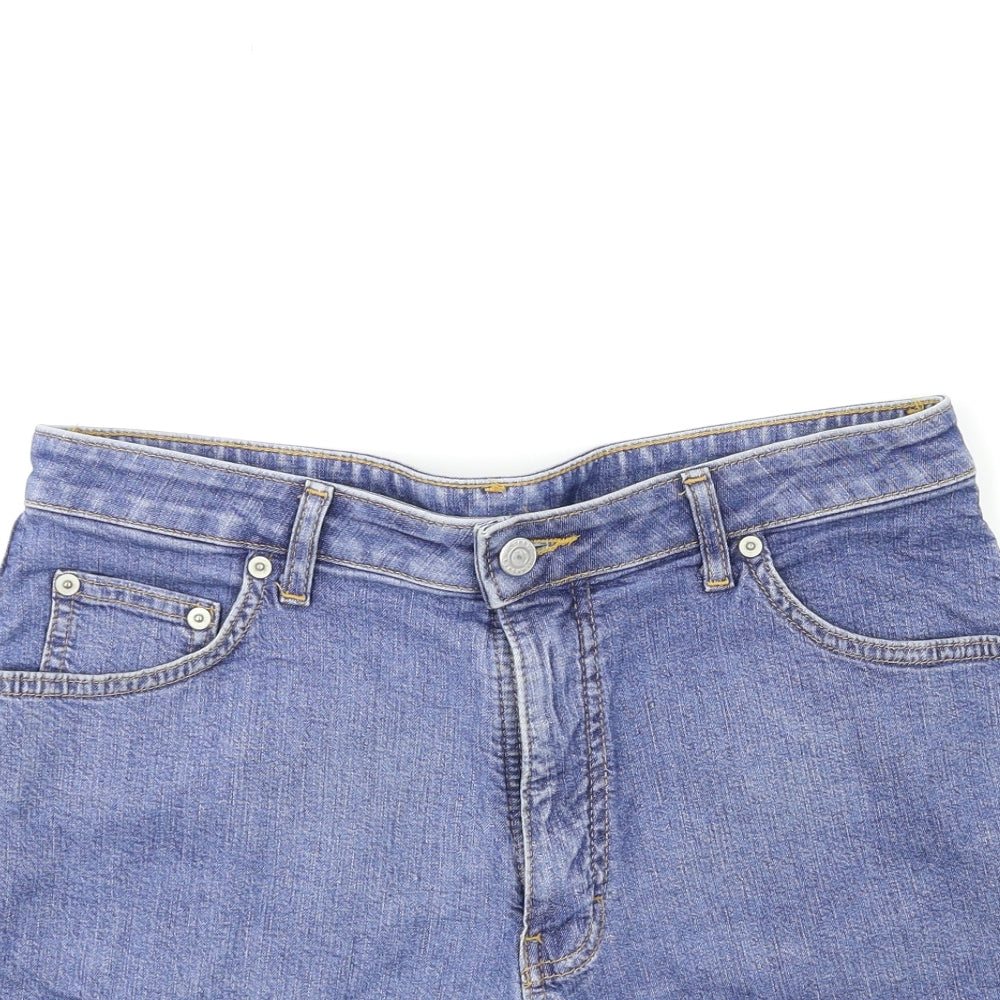 Marks and Spencer Womens Blue  Denim Cut-Off Shorts Size 14