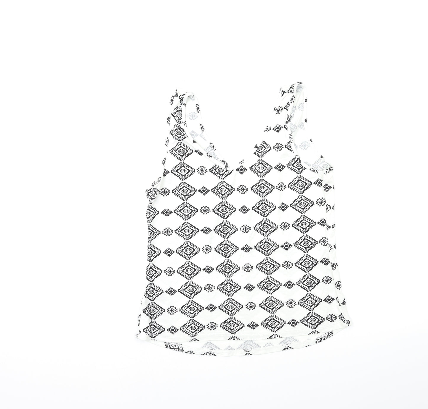 George Womens White Geometric  Basic Tank Size 8