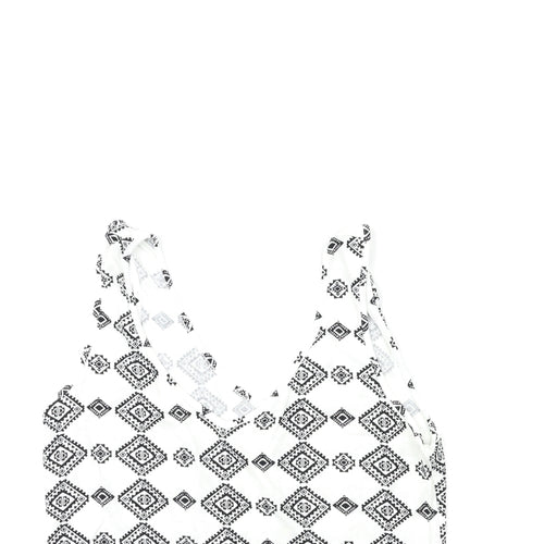 George Womens White Geometric  Basic Tank Size 8