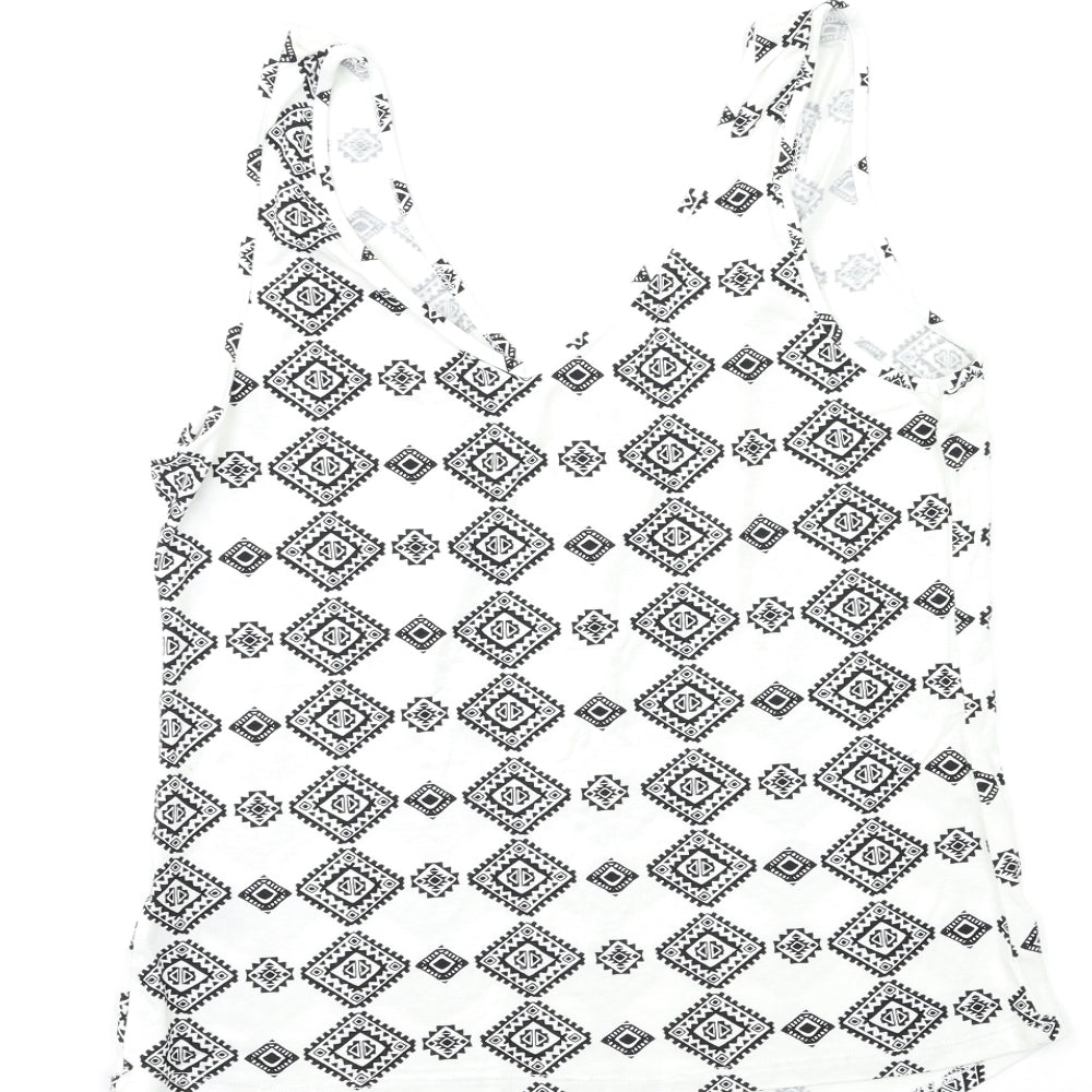George Womens White Geometric  Basic Tank Size 8