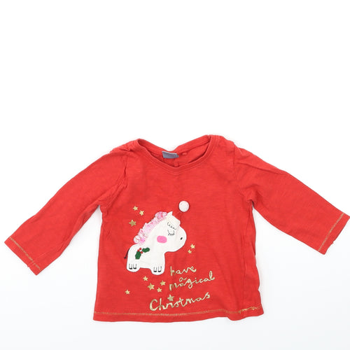 NEXT Baby Red   Basic T-Shirt Size 6-9 Months  - christmas