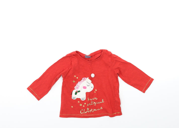 NEXT Baby Red Basic T-Shirt Size 6-9 Months - christmas