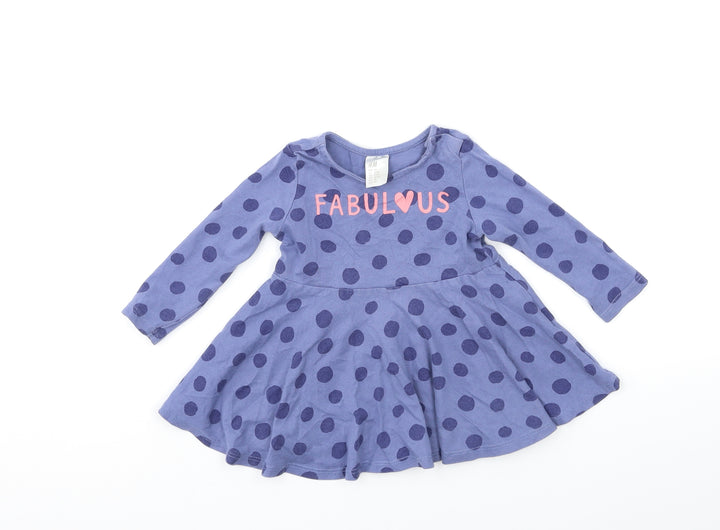 H&M Baby Blue Polka Dot T-Shirt Dress Size 6-9 Months
