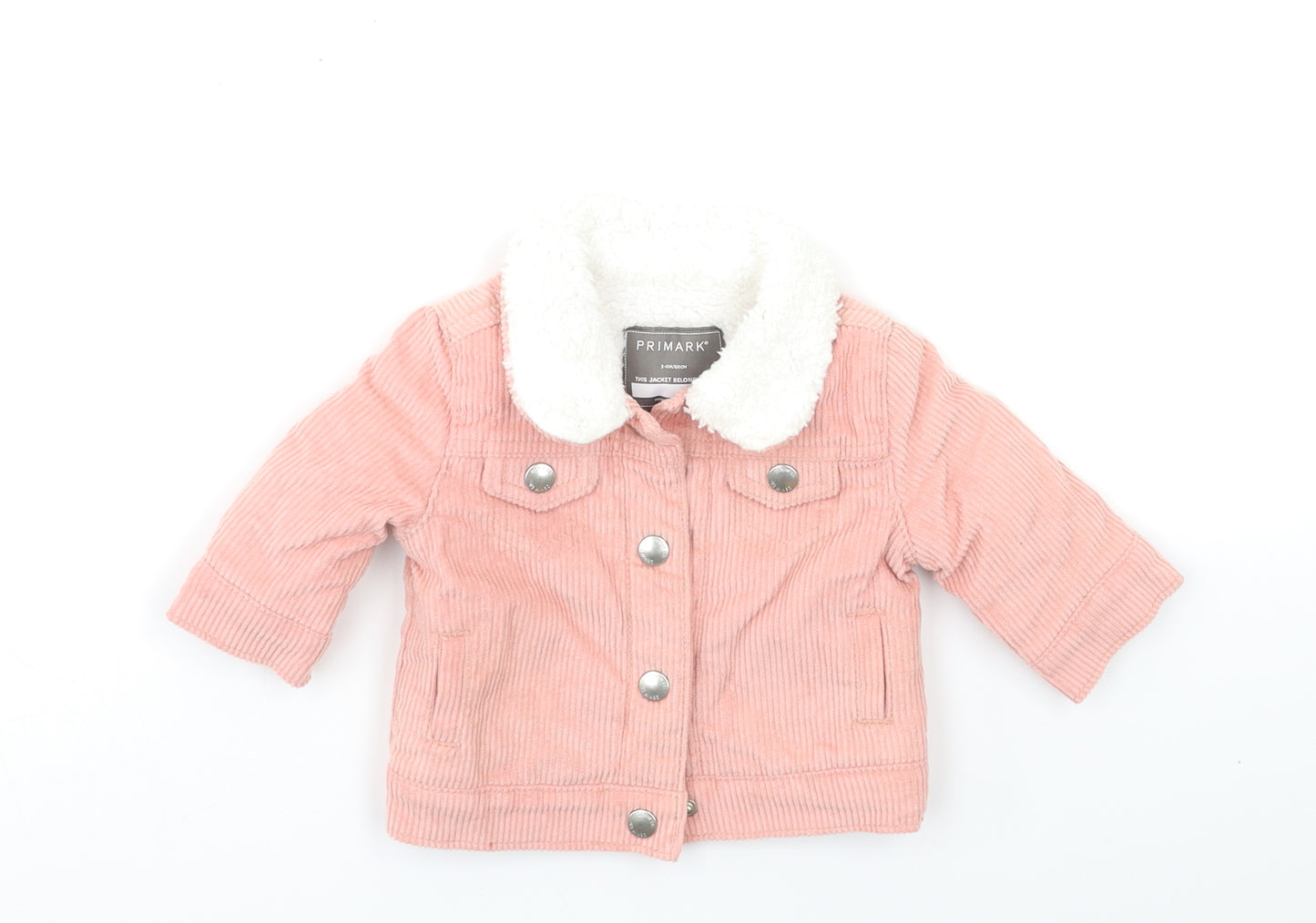 Primark Baby Pink  Corduroy Jacket Coat Size 3-6 Months