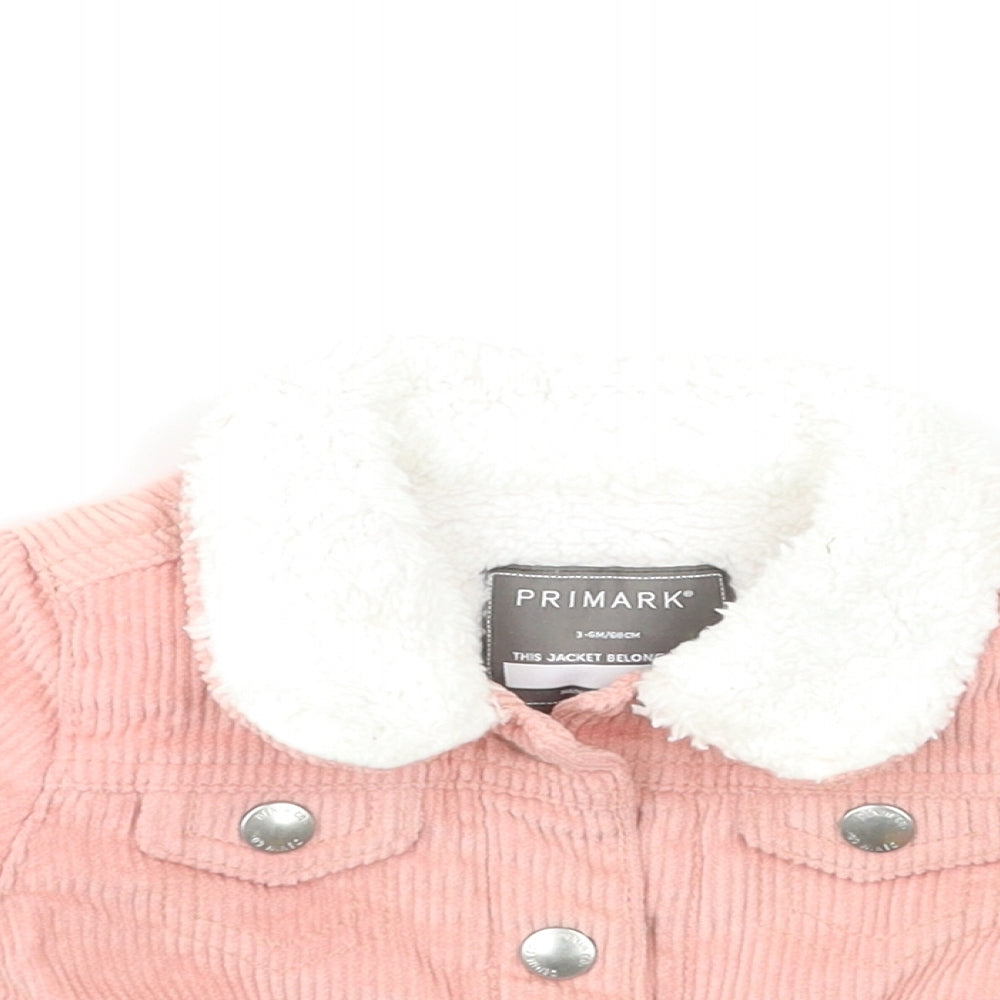 Primark Baby Pink  Corduroy Jacket Coat Size 3-6 Months