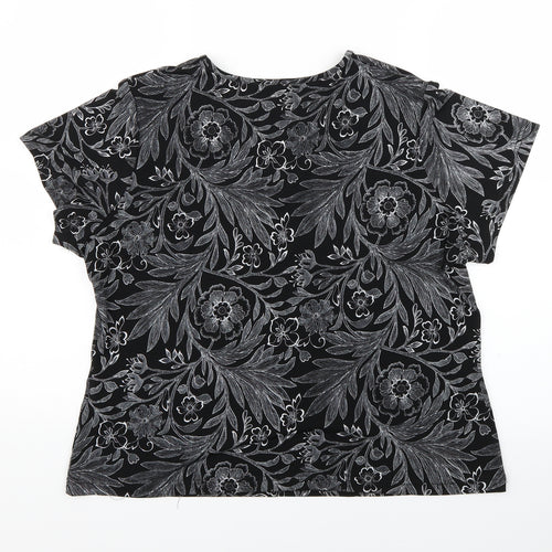 happit Womens Black Fair Isle  Basic Blouse Size 16