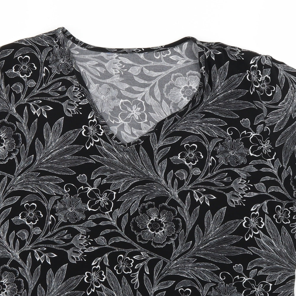 happit Womens Black Fair Isle  Basic Blouse Size 16