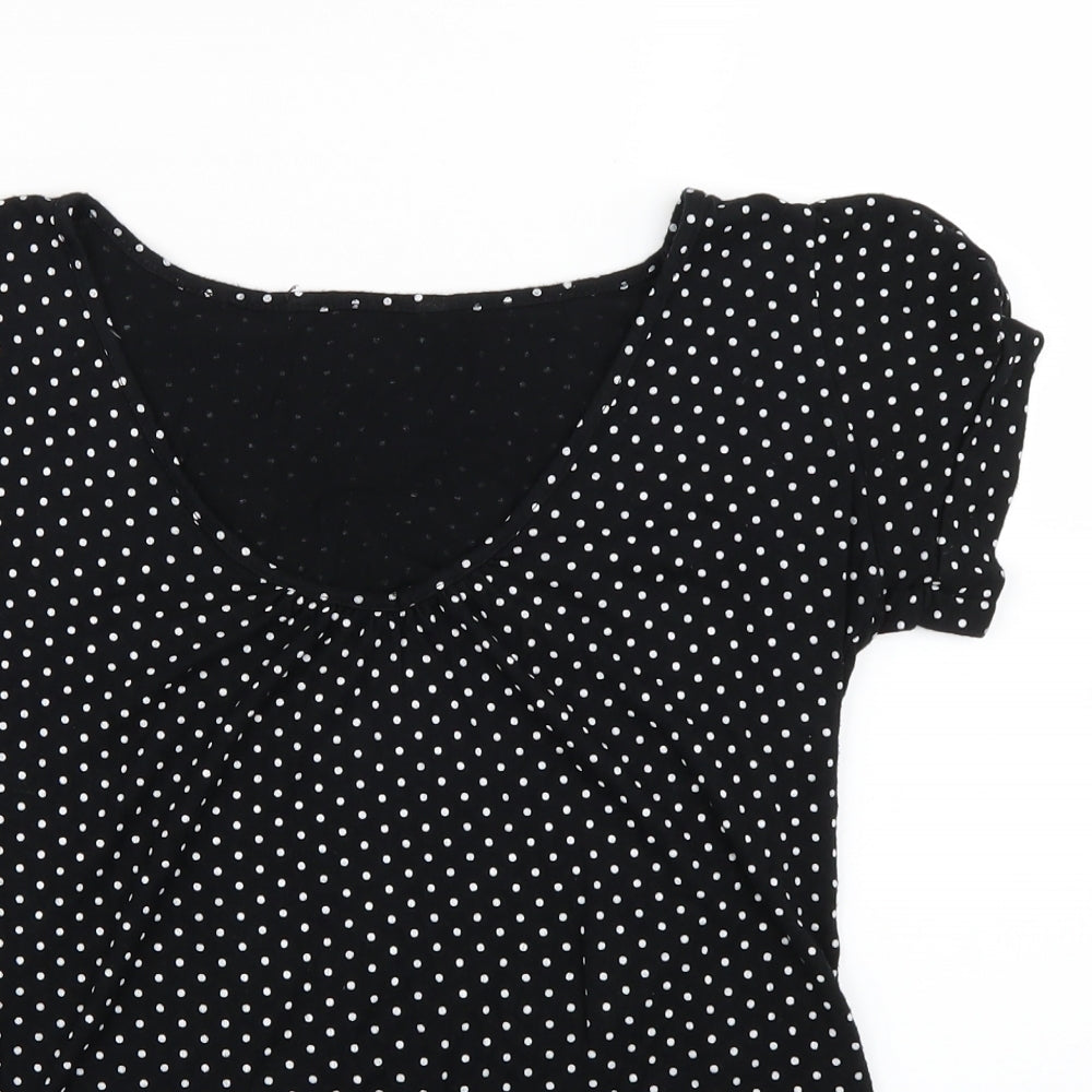 New Look Womens Black Polka Dot  Basic T-Shirt Size 12
