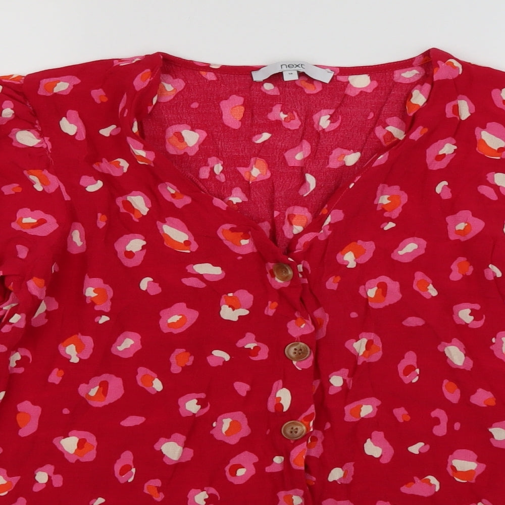 NEXT Womens Pink Animal Print  Basic Blouse Size 14