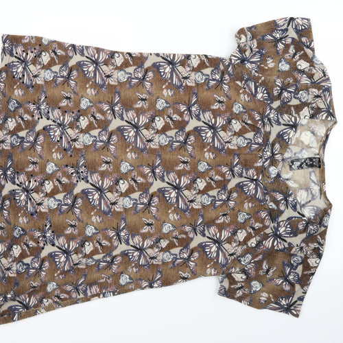 Yours Womens Brown Animal Print  A-Line  Size 18  - Butterflies