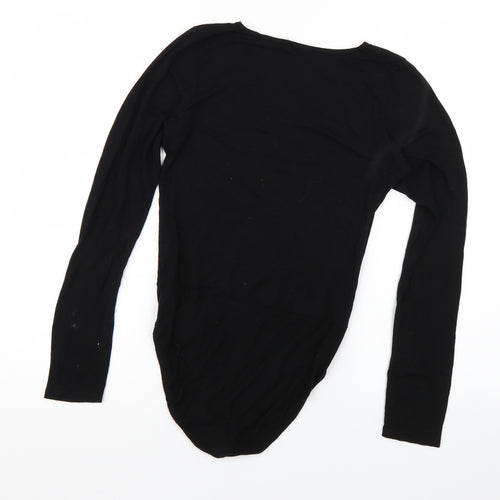 Boohoo Womens Black   Wrap T-Shirt Size 10  - Bodysuit