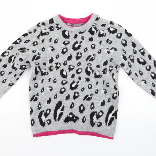 nutmg Girls Green Animal Print  Pullover Jumper Size 9-10 Years